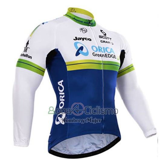 Orica Verdeedge Ropa Ciclismo Culotte Largo 2015 Mangas Largas Azul y Blanco